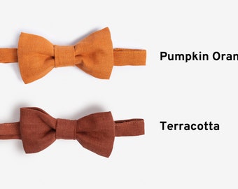 Orange Linen Bow Ties