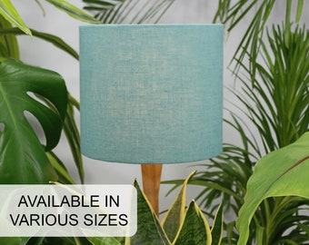 Linen Dusty Turquoise Lampshade, Teal Lamp Shade in Linen Fabric, UNO Aqua Blue Drum Lamp Shades for Floor Lamps, Table Lamps or Ceilings