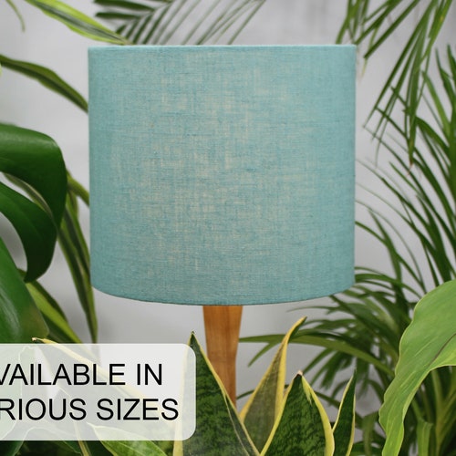 Blue Lampshades Stonewashed Blue Linen Lamp Shades UNO Drum Etsy
