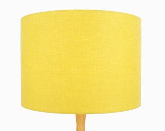 Linen Honey Yellow Lampshade, Drum Linen Lampshade Table Lamp, Floor or Pendant Ceiling Light Shade 20cm 30cm 40cm