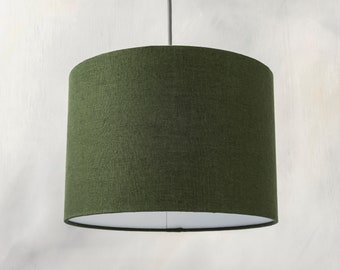 Handmade Avocado Green Linen Lampshade for Ceiling Lighting, Variety of Sizes 20cm 30cm 40cm