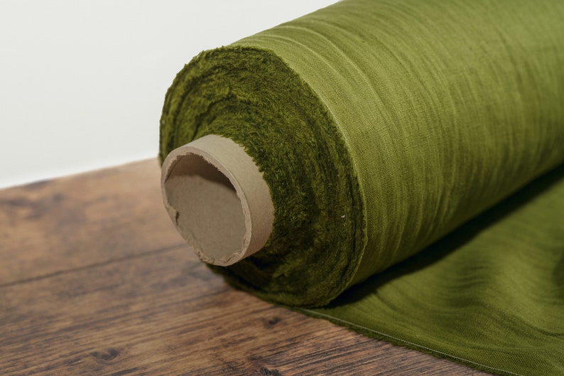 Tissu pur lin vert mousse au mètre Lin lituanien certifié OEKO Tex Doux et lavé 205 g/m², 145 cm 57 de largeur image 5