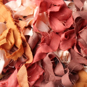 150g Linen Fabric Strip Packs, Frayed Ribbon Scraps for Crafting or Gift Wrap Oranges/Browns/Reds