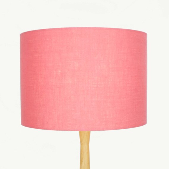 Linen Coral Lamp Shade Coral Pink Linen Lampshade for Table Lamp