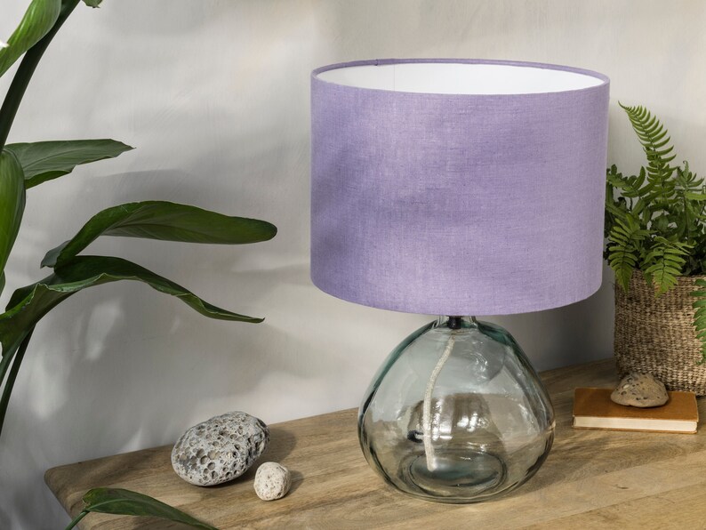 Abat-jour lin lavande, abat-jour violet tambour pour lampe de table, lampadaire ou abat-jour de plafonnier image 1