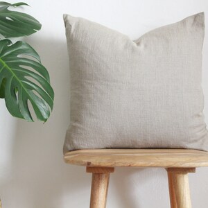 Softened Linen Cushion Cover, Stonewashed Linen Cushions, Pure Linen Throw Pillow Covers 45cm x 45cm 18 Natural