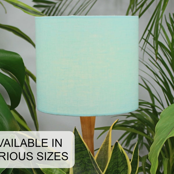 Linen Mint Green Lamp Shade, Light Mint Lampshade for Table Lamp, Floor or Ceiling Lampshade, UNO Drum Lampshades 20cm 25cm 30cm 40cm