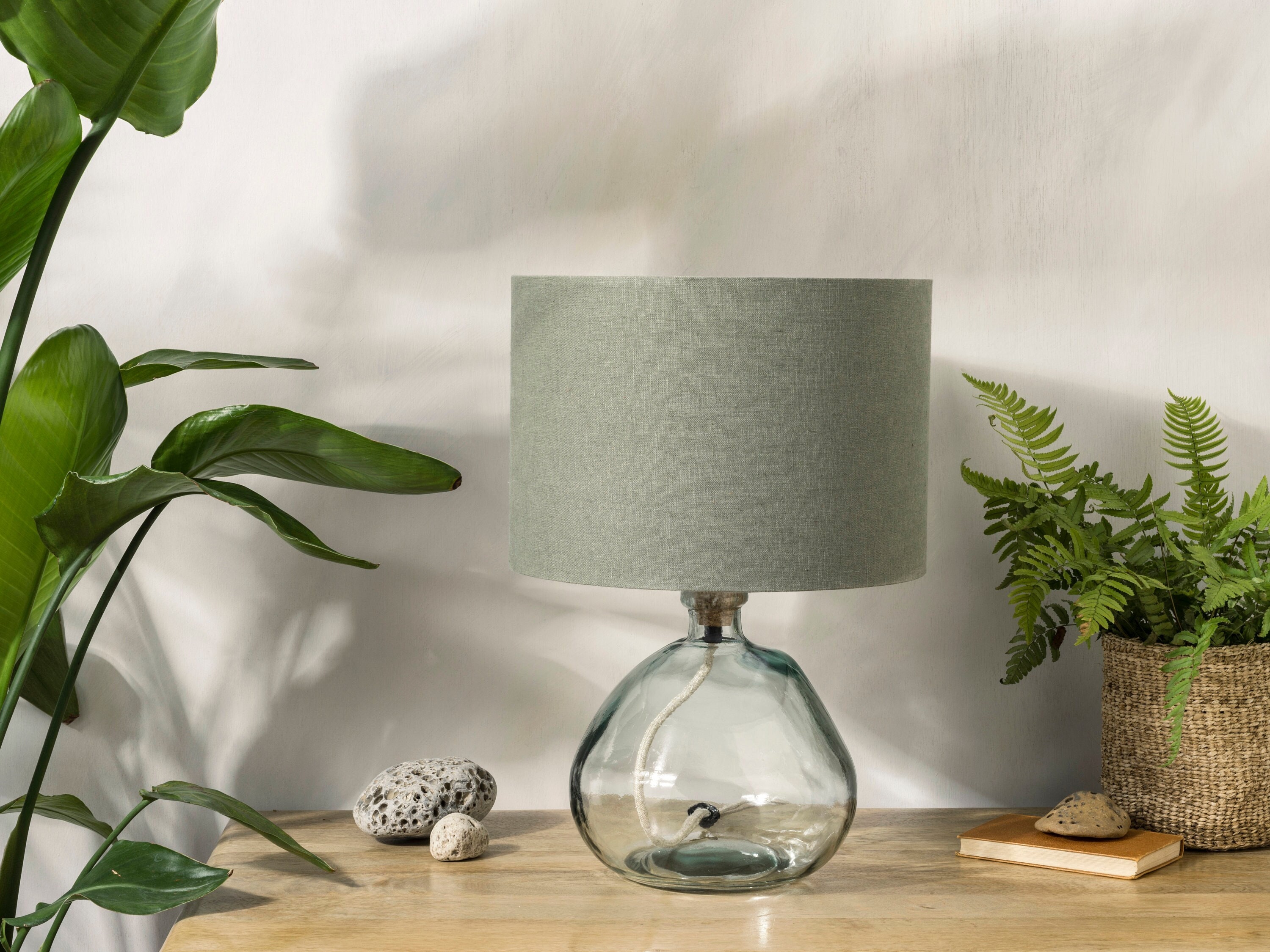 Linen Dusty Salbei Grün Lampenschirm für Tischlampe, Stehlampe oder Decken Lampe, UNO Trommel Salbei Lampenschirm in 20 cm 30 cm 40 cm Durchmesser