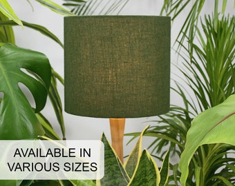 Linen Avocado Green Lampshade, UNO Drum Olive Green Lamp Shade for Ceiling Light Shade, Floor or Bedside Table Lamp