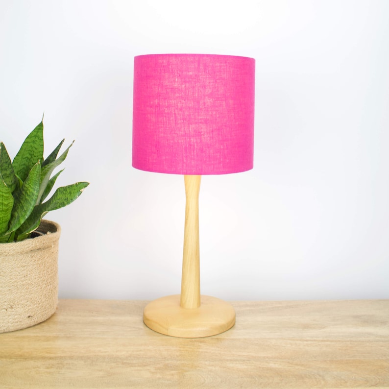 Linen Hot Pink Lamp Shade UNO Drum Bright Fuchsia Pink Etsy UK