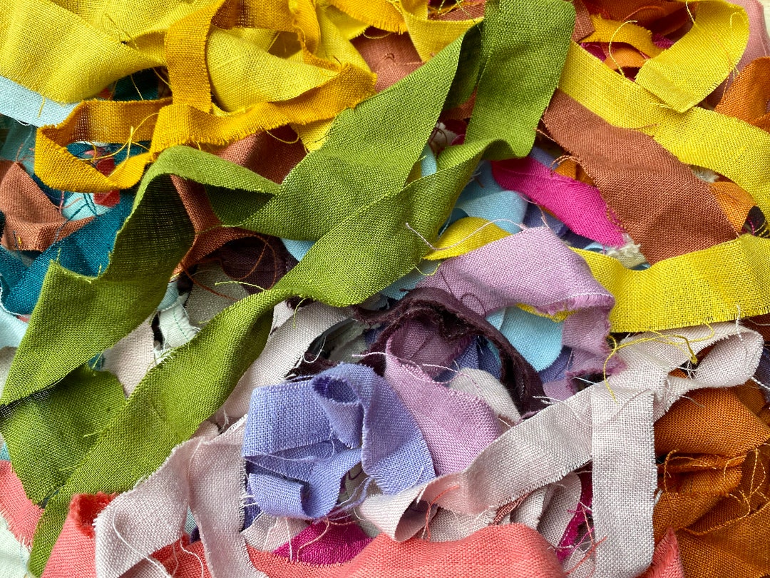 100g Random Selection Long Linen Fabric Strip Packs, Frayed Ribbon ...