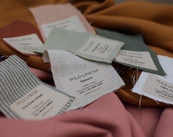 Linen Fabric Samples - 100% European Flax, Washed Finish