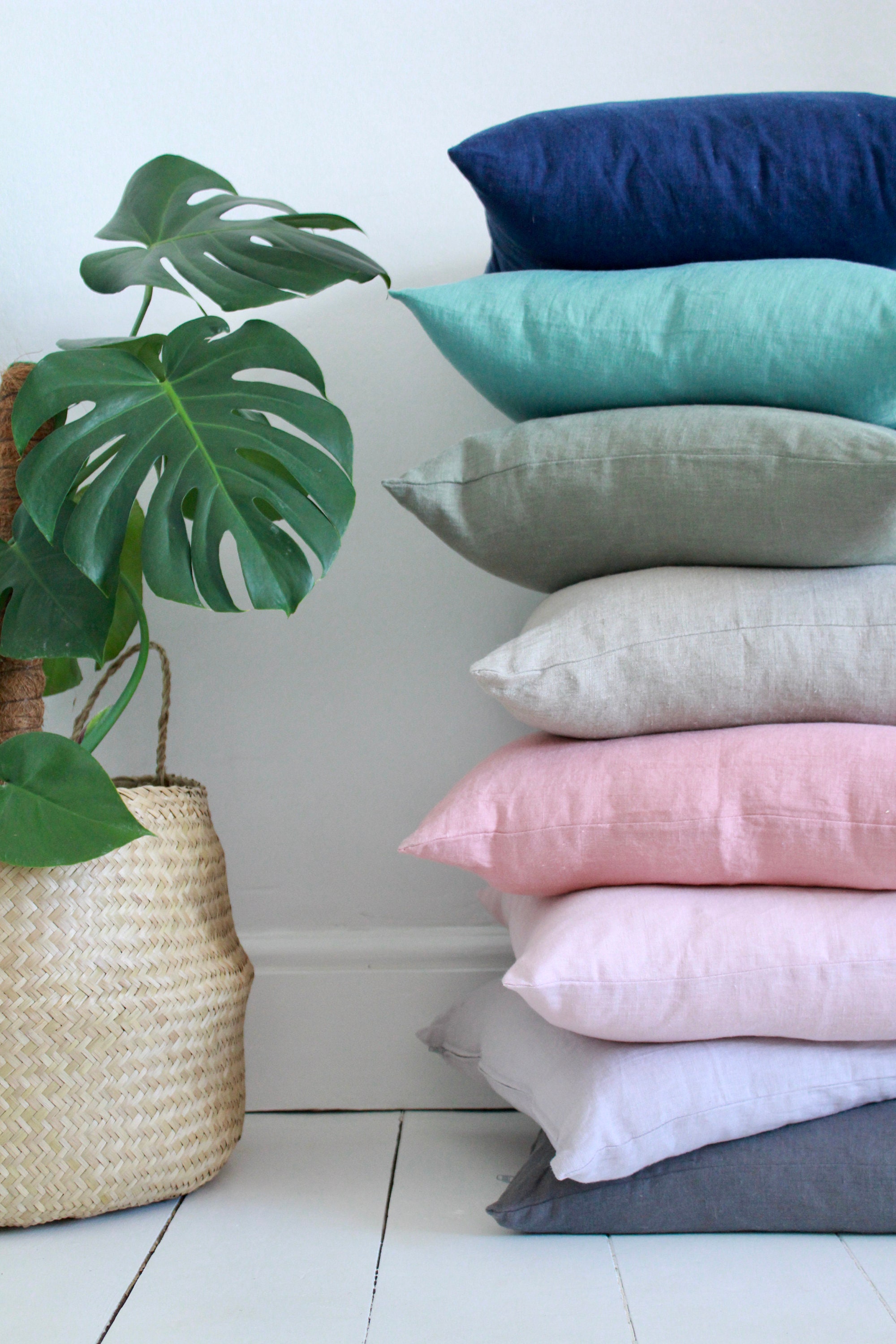 Navy Blue Linen Cushion Cover Linen Pillow Covers 100 Linen Etsy