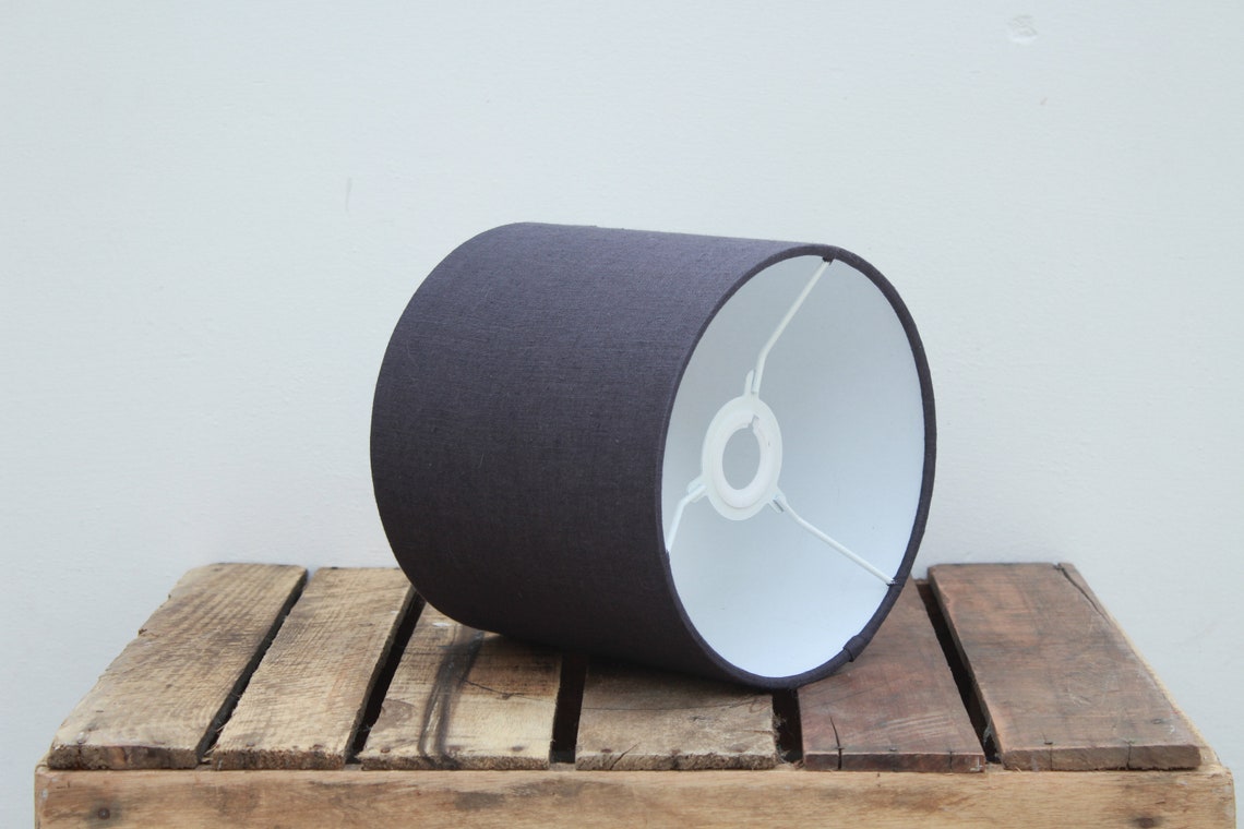 Charcoal Grey Linen Lampshade Dark Grey Lamp Shade for Table Etsy