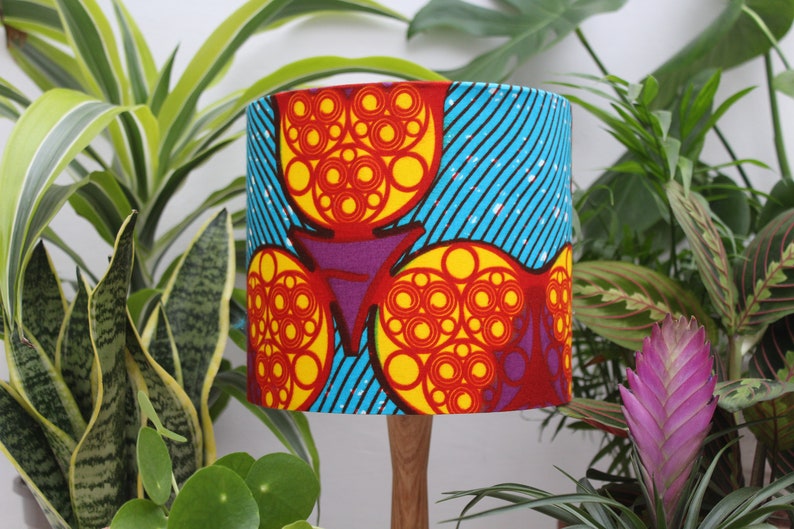 African Wax Print Fabric Lampshade Handmade 20 Cm Drum Lamp Shade Gtp Nustyle Textiles