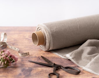 Natural Linen Fabric by the Metre, OEKO Tex Certified Washed and Softened Lithuanian Linen 205 gsm, 145cm (57") Width