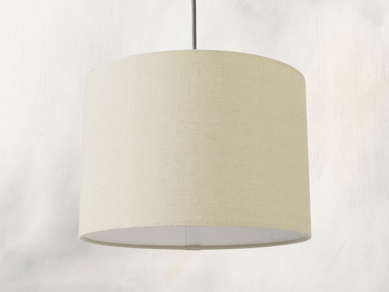 Natural Oatmeal Linen Lampshade, Drum Beige Lamp Shades For Table Lamp, Floor or Ceiling Light Shade in 20cm, 30cm or 40cm Diameter image 7