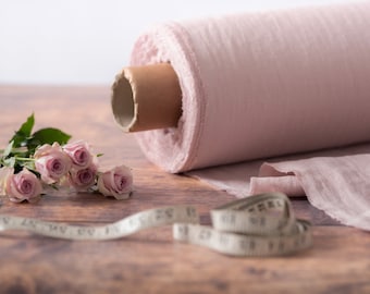 Light Dusty Pink Linen Fabric by the Metre, OEKO Tex Certified Washed and Softened Lithuanian Linen 205 gsm, 145cm (57") Width