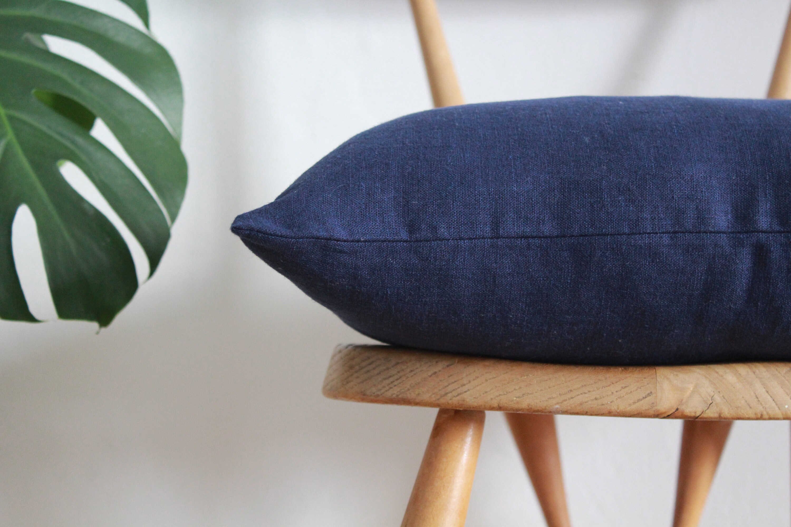 Navy Blue Linen Cushion Cover Linen Pillow Covers 100 Linen Etsy