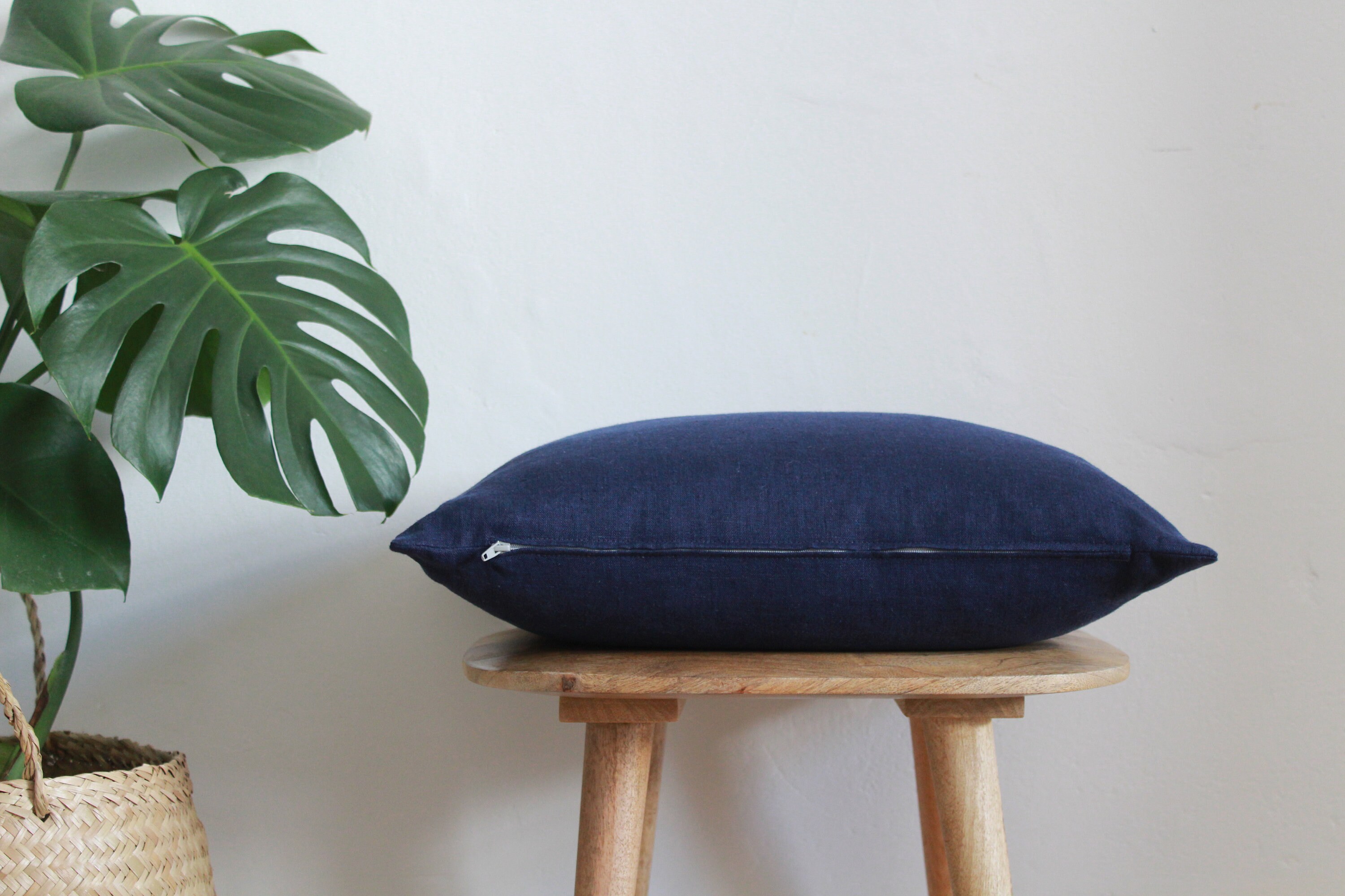 Navy Blue Linen Cushion Cover Linen Pillow Covers 100 Linen Etsy