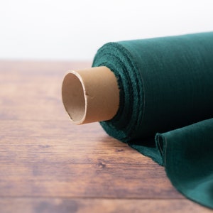 Dark Forest Green Linen Fabric by the Metre, OEKO Tex Certified Washed and Softened Lithuanian Linen 205 gsm, 145cm 57 Width image 6