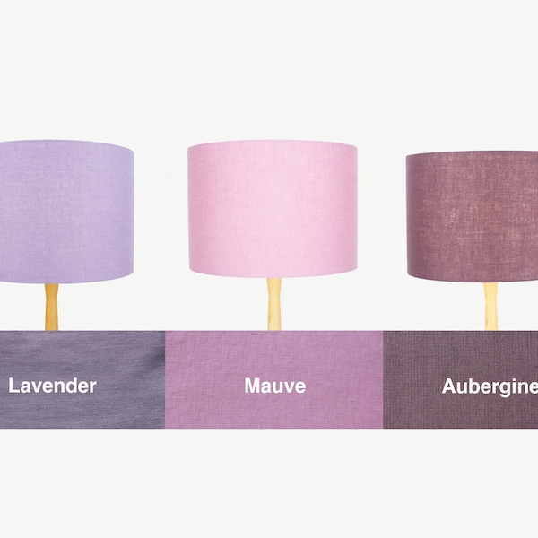 Abat-jour lin violet, abat-jour lin pour lampe de table, abat-jour pour lampadaire ou plafonnier, abat-jour tambour UNO 20 cm 30 cm 40 cm