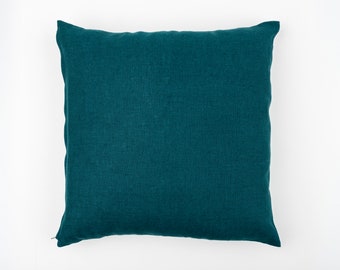 Deep Teal Linen Cushion Cover with Zipper 45cm x 45cm (18")