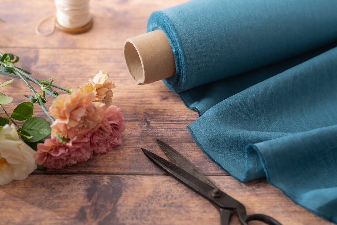 Turquoise Blue Linen Top main image 0