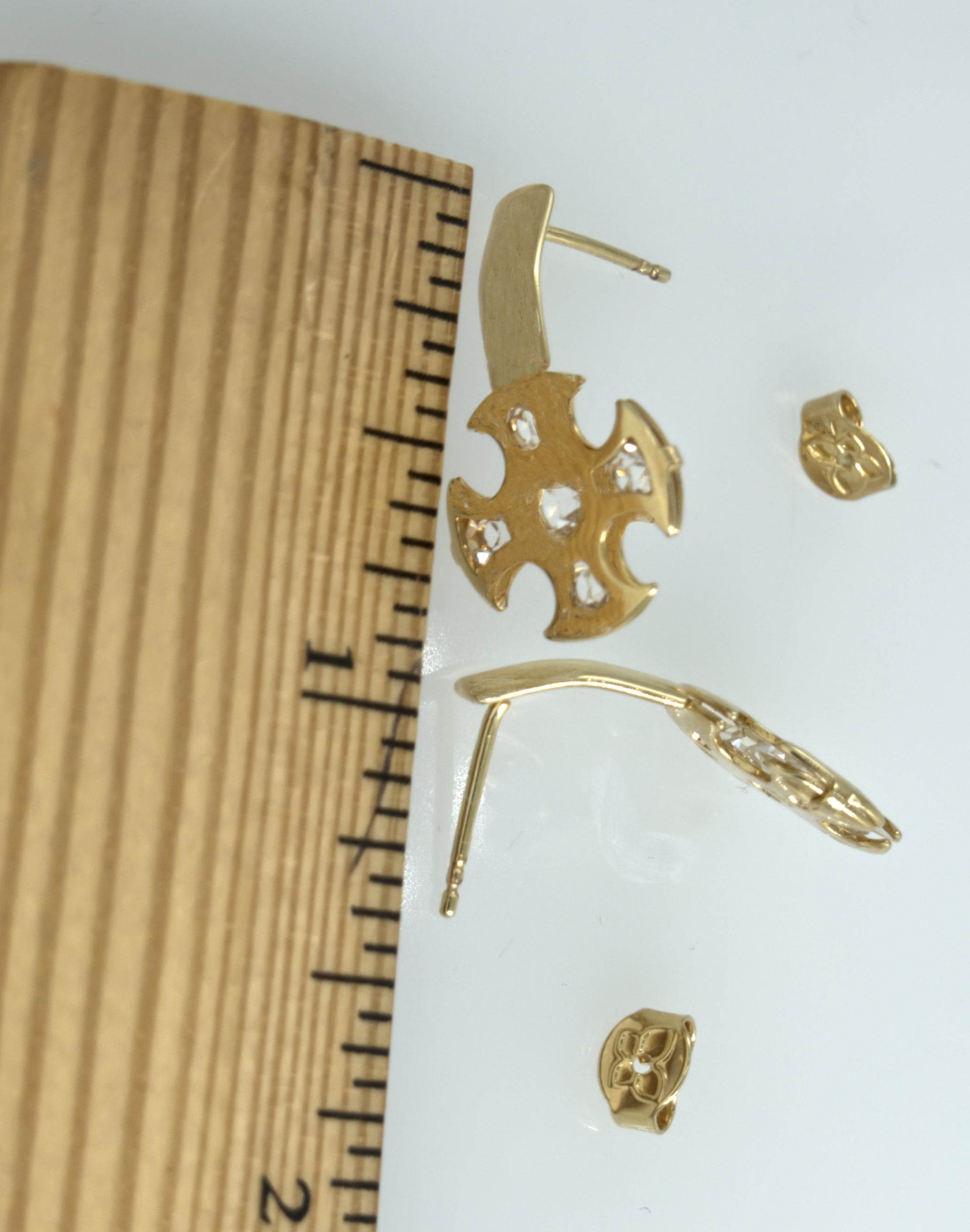 18K Triple Gold Plated Unique Rounded Cross Dangling Earrings Etsy