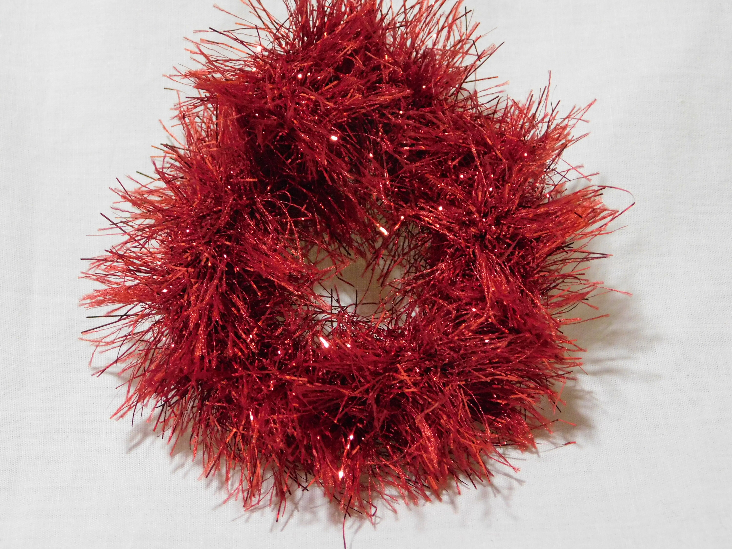 Red Tinsel Hair Bobble Etsy