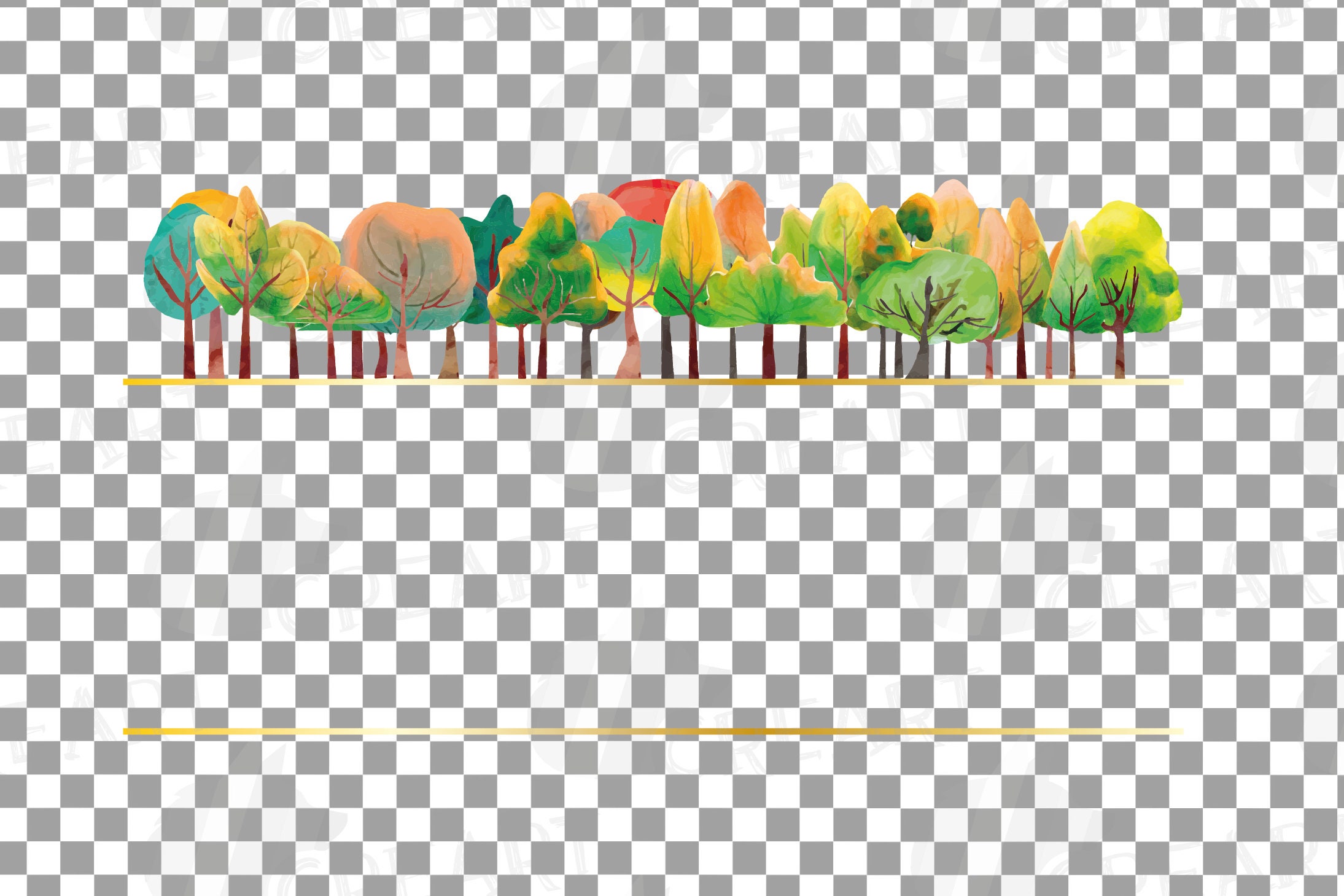 Watercolor forest tree clip art. Woodland colourful trees home | Etsy