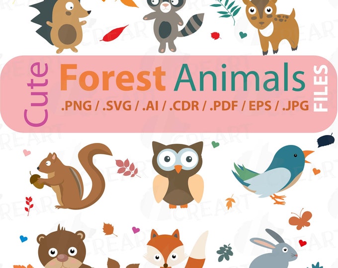Baby Woodland Animals PNG Clipart -personal and Limited Commercial Use ...