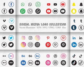 Social Media Icon Set: Vector Logos for Blog or Website (SVG, EPS, PNG)
