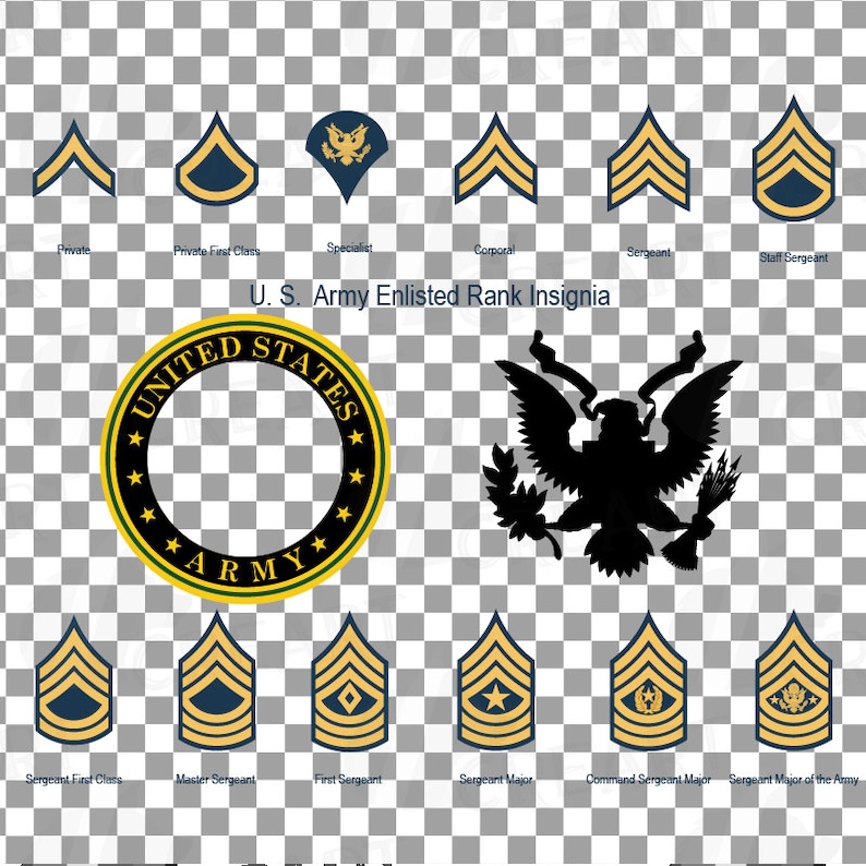 US Army Frame Clip Art Pack Eps Files US Army Enlisted Rank Insignia 