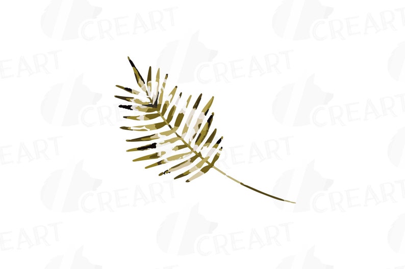Printable Png Golden Palm Leaves Watercolor Clip Art Pack Jpg Gold 