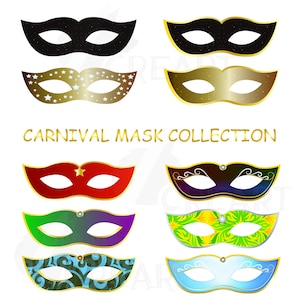 Carnaval-maskercollectie, Mardi Gras Mask-vectoren voor commercieel of persoonlijk gebruik (vector-Ai-, PNG-, jpg-, SVG-, eps- en pdf-bestanden).