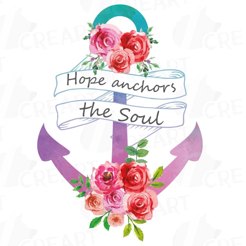 Hope Anchors the Soul Watercolor Floral Clip Art Set - Etsy Israel