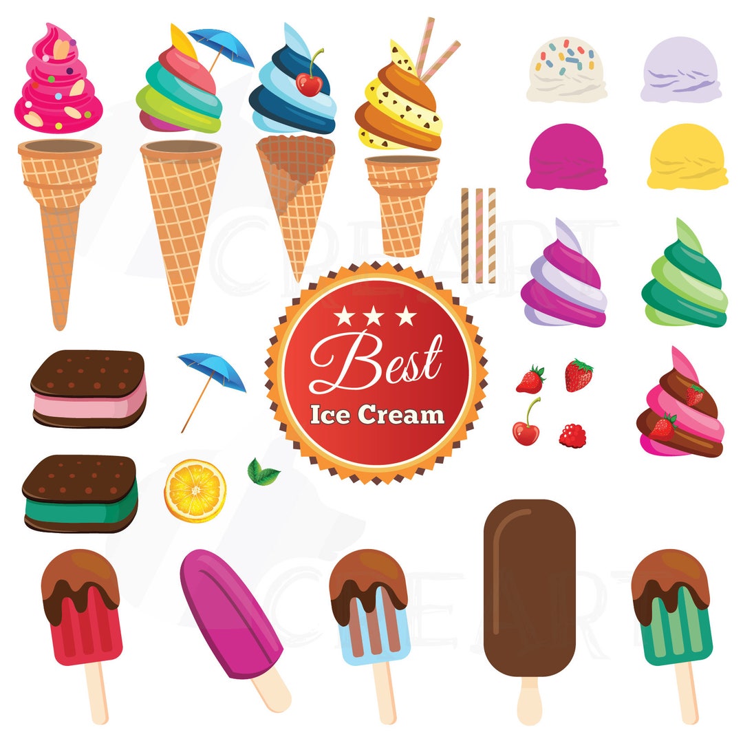 Ice Cream Party Clipart Collection Delicious. Clipart DIY Etsy