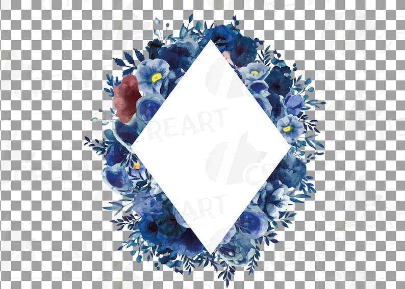 Watercolor elegant navy blue and blush floral borders flowers wedding decor png /& vectors elegant wedding pink and blue floral frames