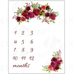 Imágenes prediseñadas de manta de hito con ramos florales de acuarela, regalo para baby shower de recién nacido, ilustración de manta floral, archivos vectoriales, PNG y JPG