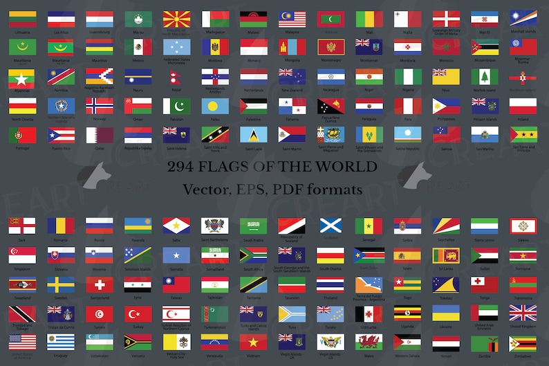 Flags Collection Of The World Clip Art All Countries And Etsy