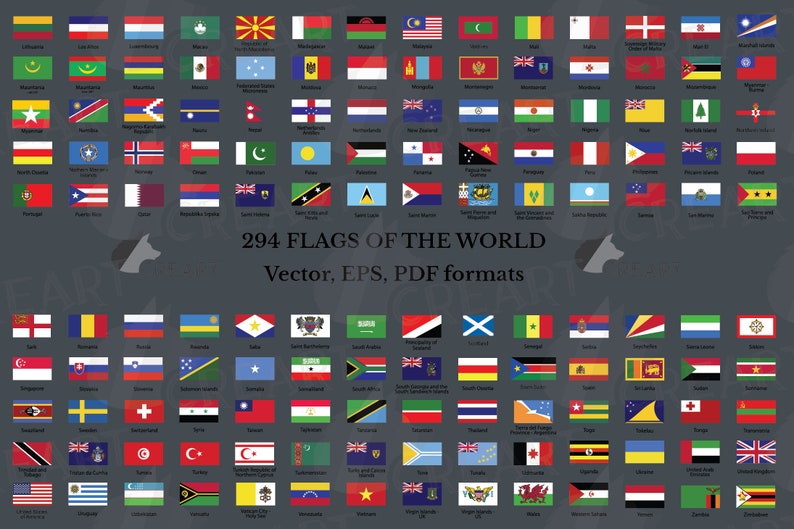 World Flags Clip Art: 294 Printable National Flags (EPS, PDF) - Etsy