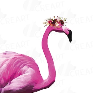 Aquarel bloemen roze flamingo-illustraties, Tribal boho flamingo, aquarel flamingo digitale illustraties, Vector, ai, cdr, svg, pdf, png-bestanden
