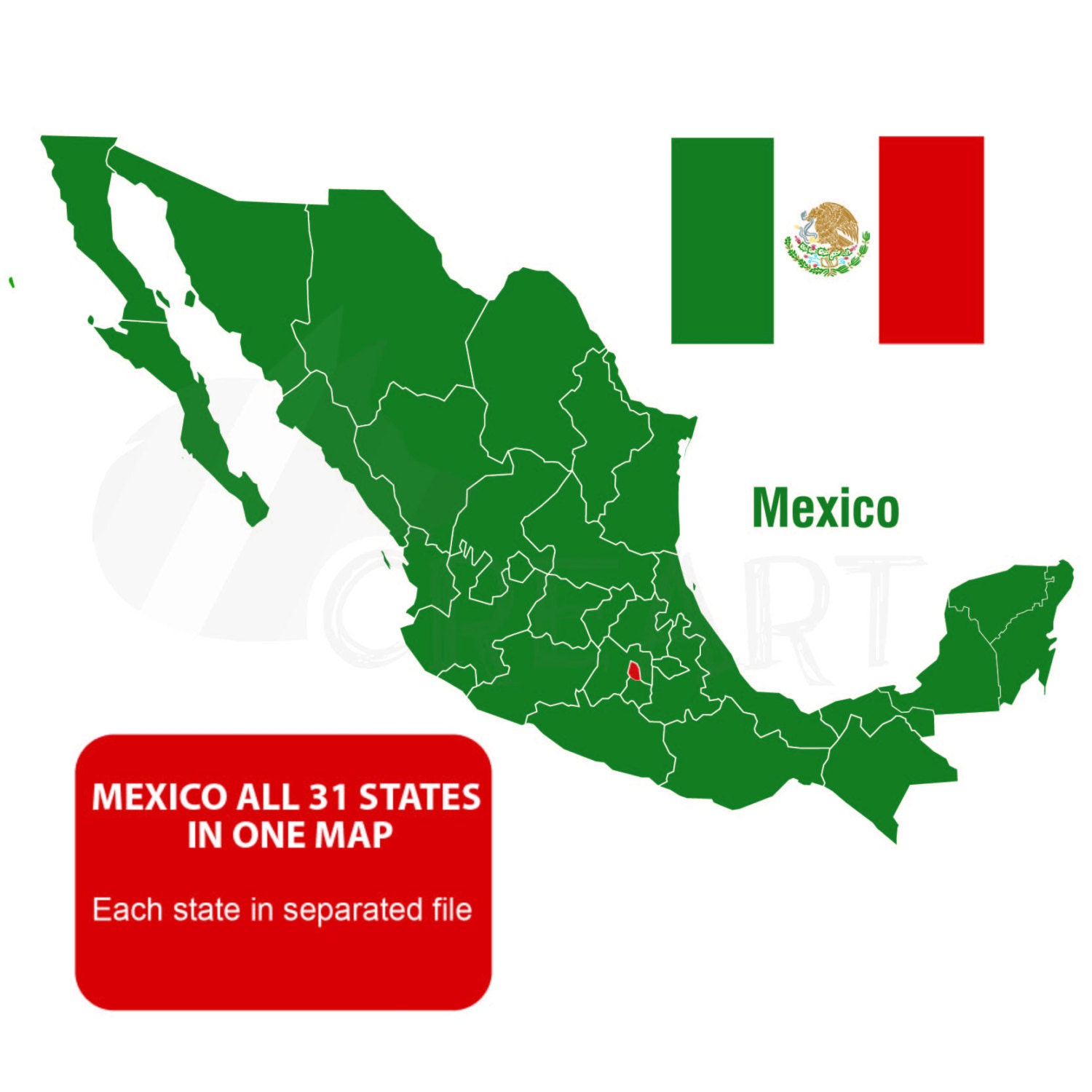 Mexico & States Vector Maps Wall Decor Clip Art for Print Etsy