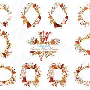 Herbst Rahmen Aquarell Clip Art Pack, Herbst Blätter Design Ränder, Herbst Rahmen. PNG, jpg, svg, Vektor-Illustrator- und Corel-Dateien enthalten