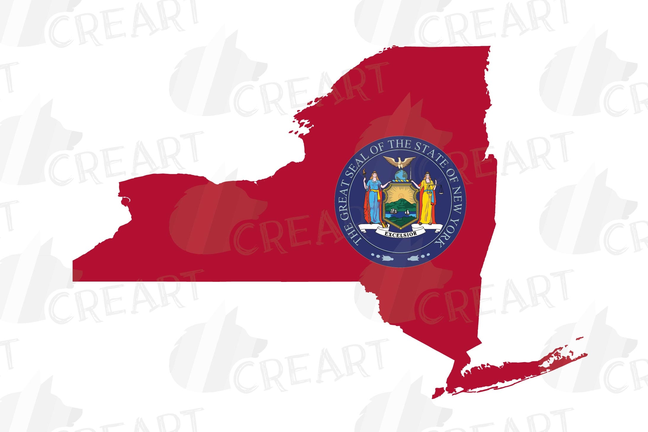 New York State map with flag printable symbols and decor Etsy