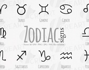 Watercolor Zodiac Sign Clipart: Astrology Illustrations (Digital Download)