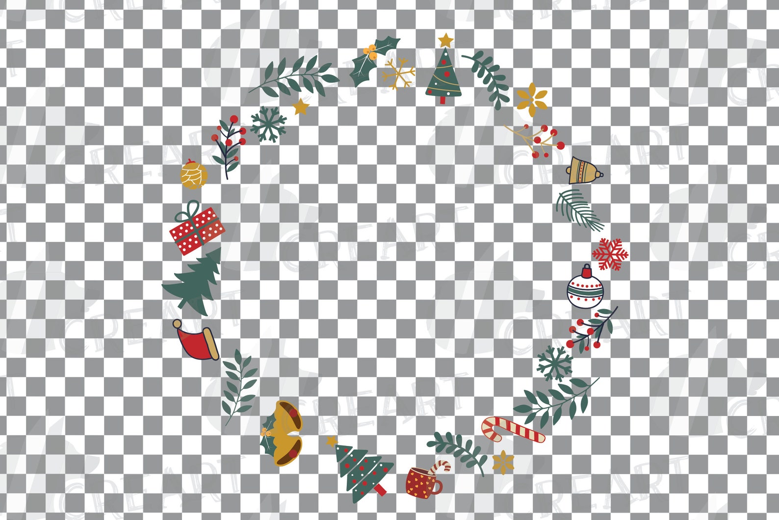 Christmas Elements Printable Clip Art Pack Printable Merry | Etsy