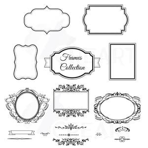 Digitale Rahmen, Rahmen Clip Art, Digitale Etiketten, Grundlegende Rahmen Clipart, Digital Stamp, Rahmen Silhouette, Vektor Illustrator, PNG, JPG Dateien