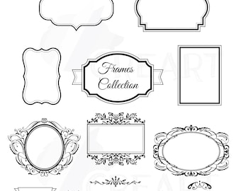 Digital Frames, Borders Clip Art, Digital Labels, Basic Frames clipart, Digital Stamp, Frame Silhouette, vector illustrator, PNG, jpg files